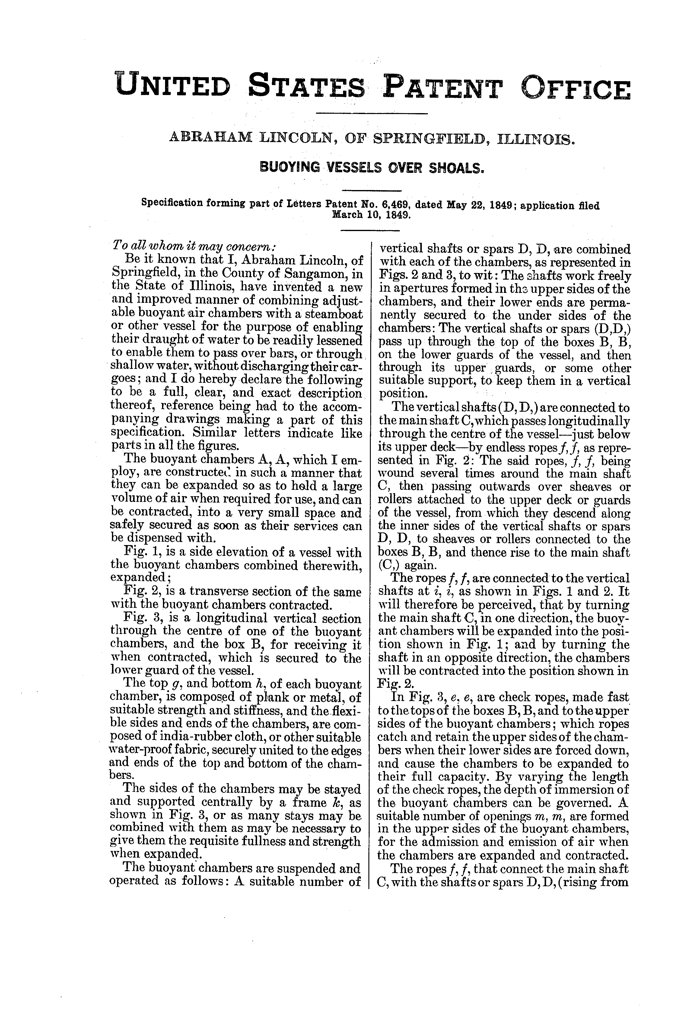 US Patent 6,469, specification page 1